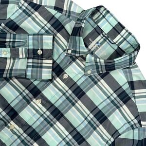 Vineyard Vines OTG Button Down Shirt Mens L Blue Plaid Performance Stretch LS
